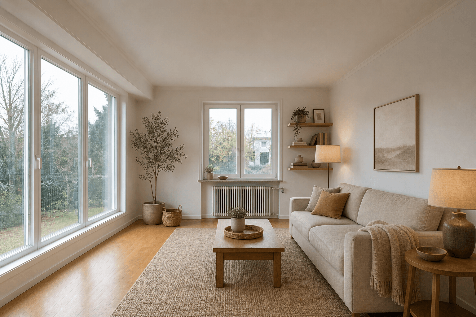 Warm redesigned living room
