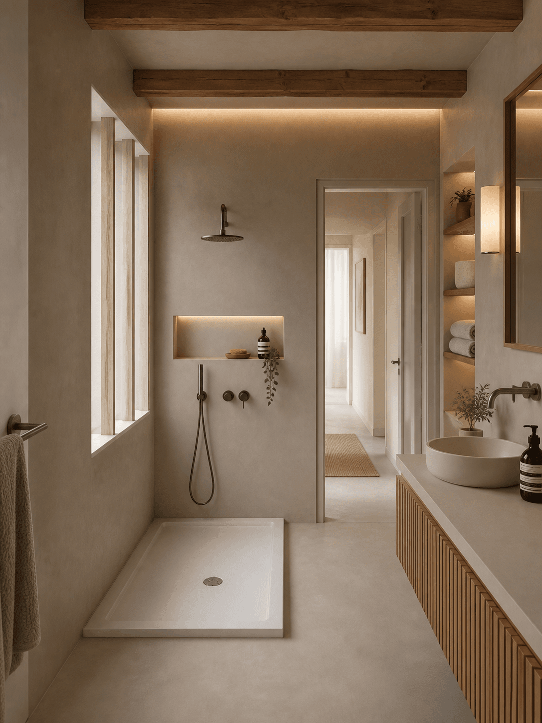 Japandi renovation after AI bathroom redesign